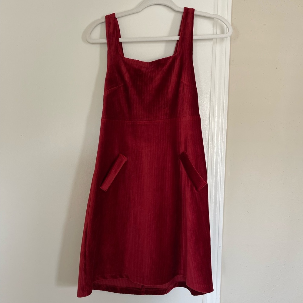 Red/burgandy velvet mini dress